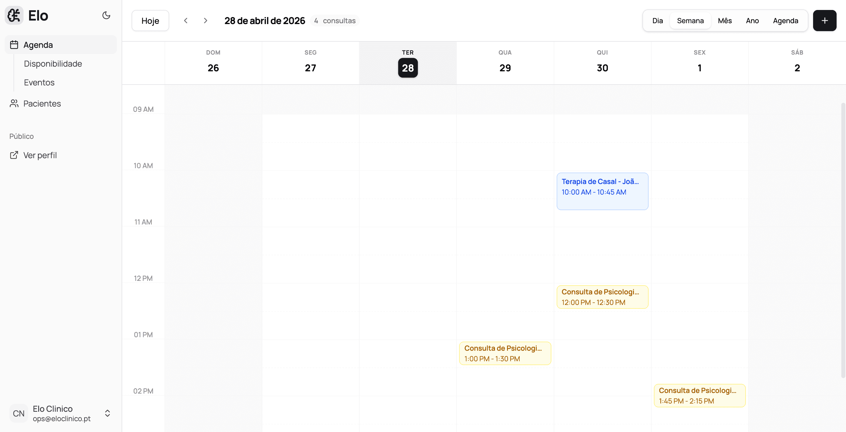 EloClinico SaaS Dashboard Mockup